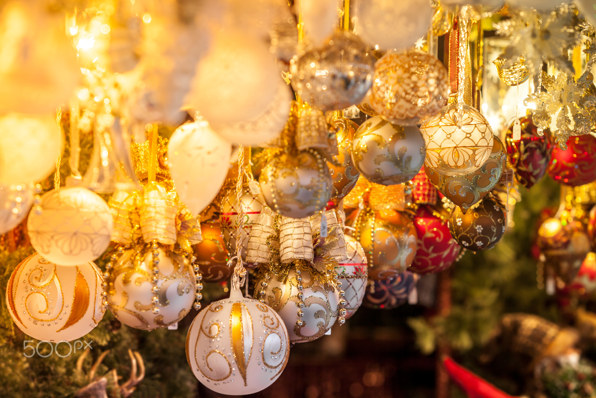 Christmas decoration on an european market