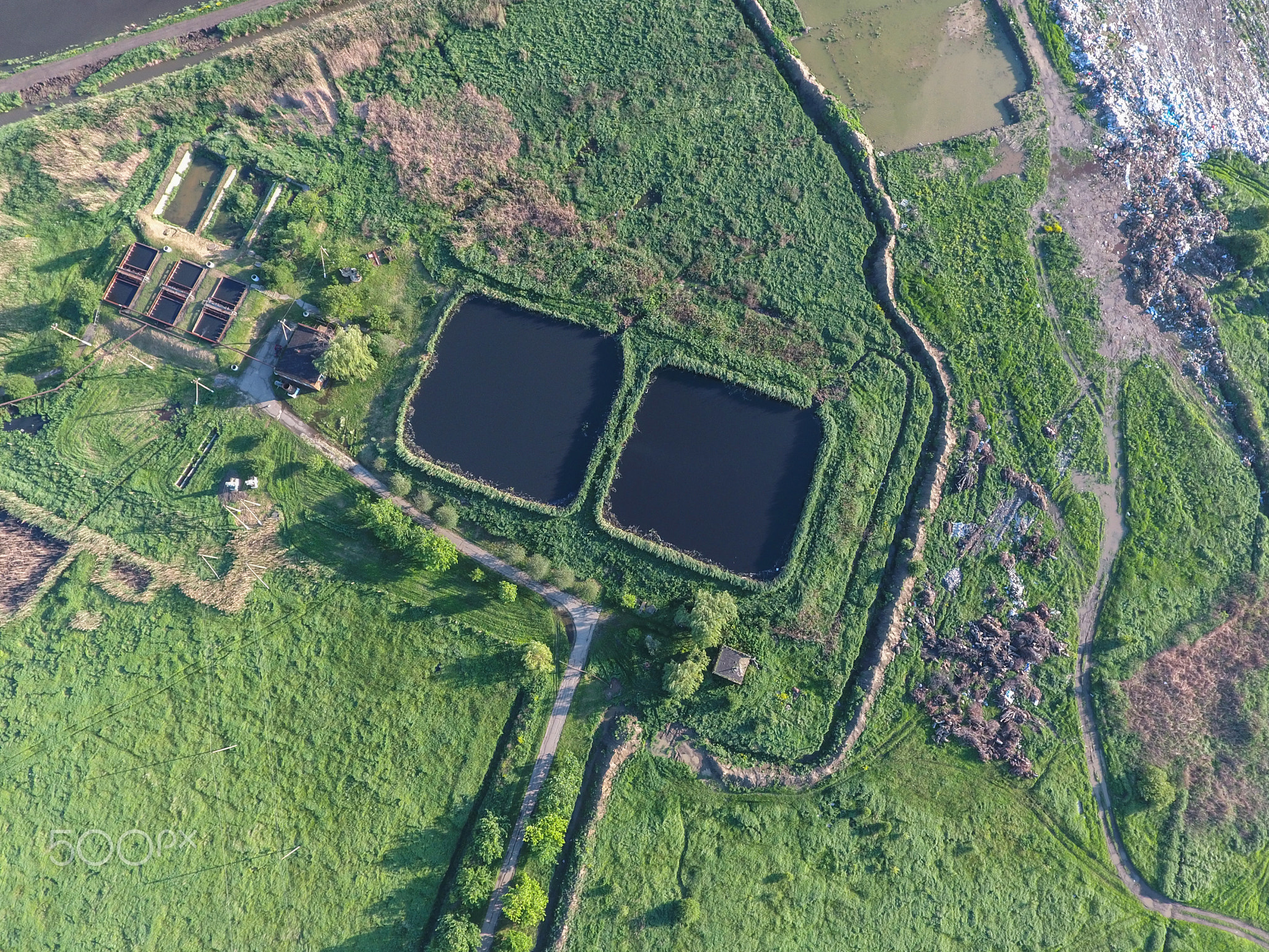 Sewage treatment plant near the city sewage dump