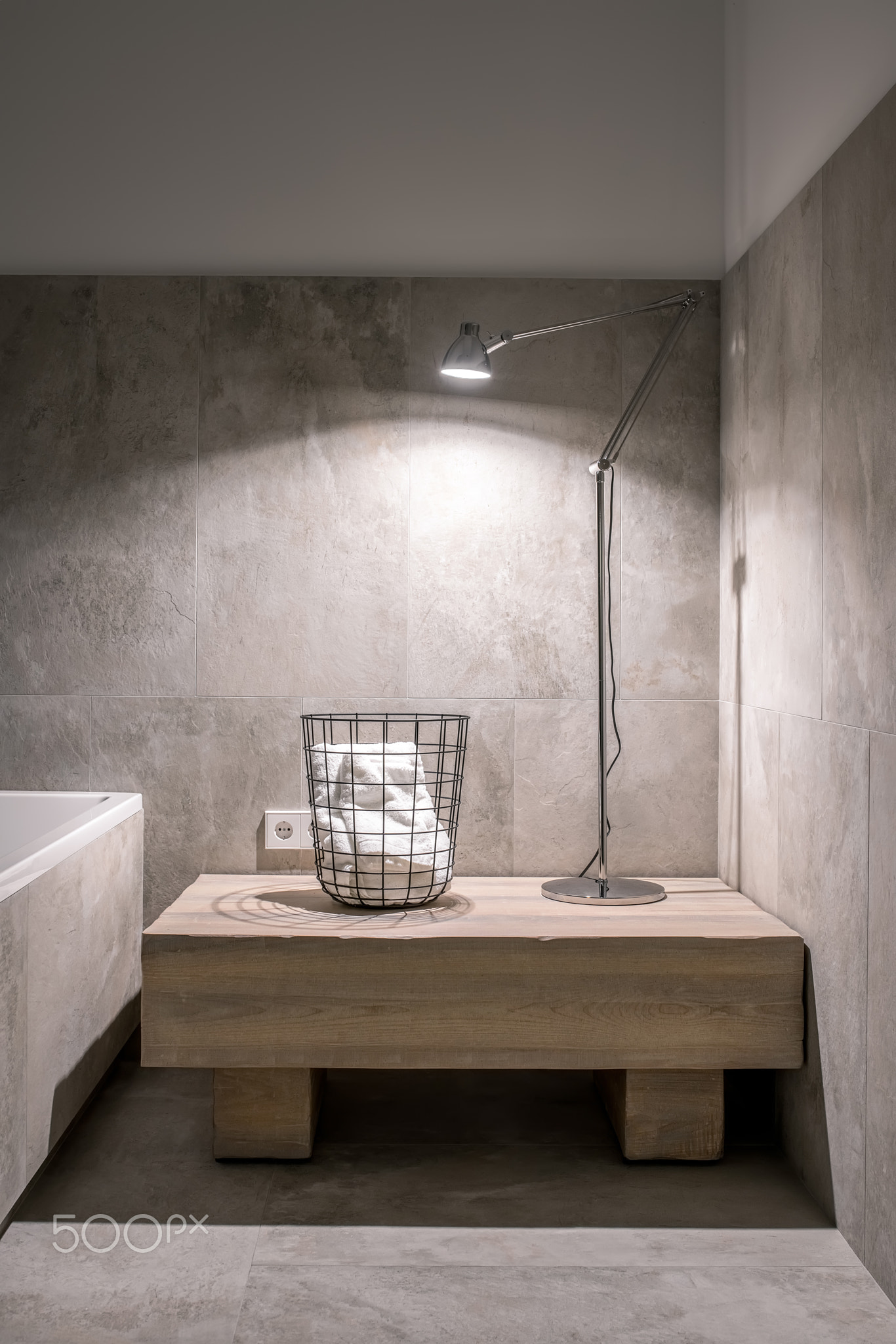 Nice bathroom in modern style with different walls