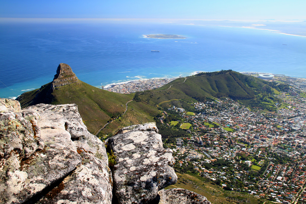 A panoramic view of Lions Head, Signal Hill, Robben Island, and Cape Town by Renee Vititoe on 500px.com