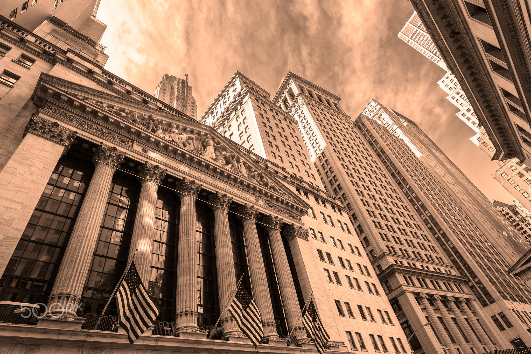 Exterior of New york Stock Exchange, Wall street, lower Manhattan, New York City, USA.