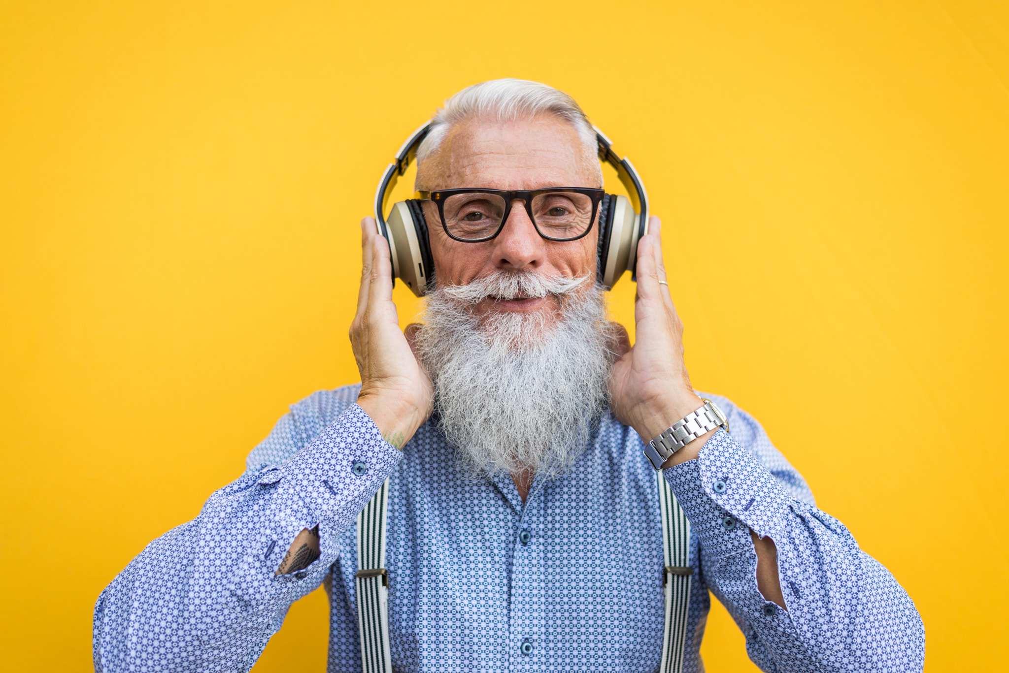 Senior hipster man portrait