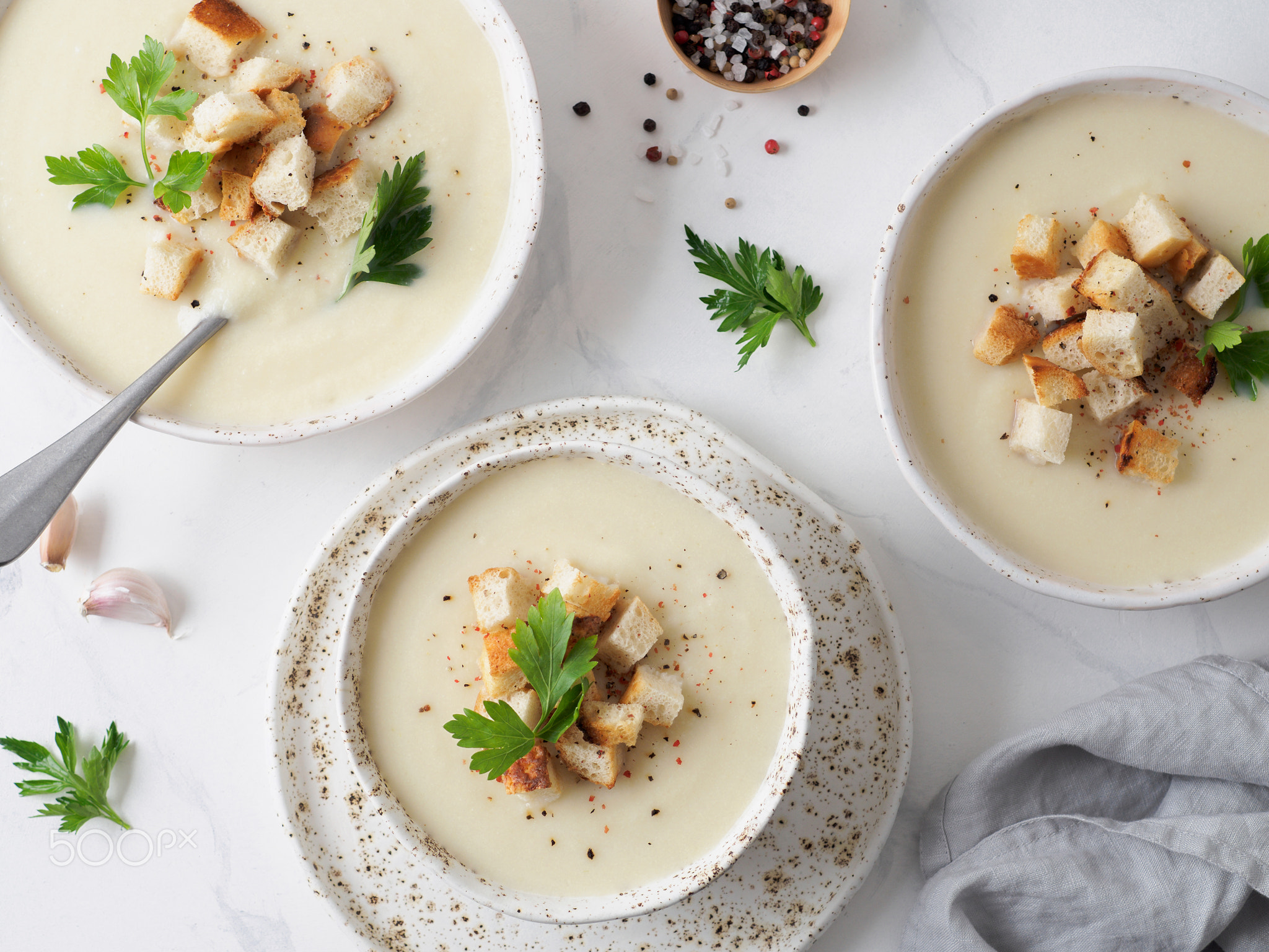 cauliflower soup puree top view