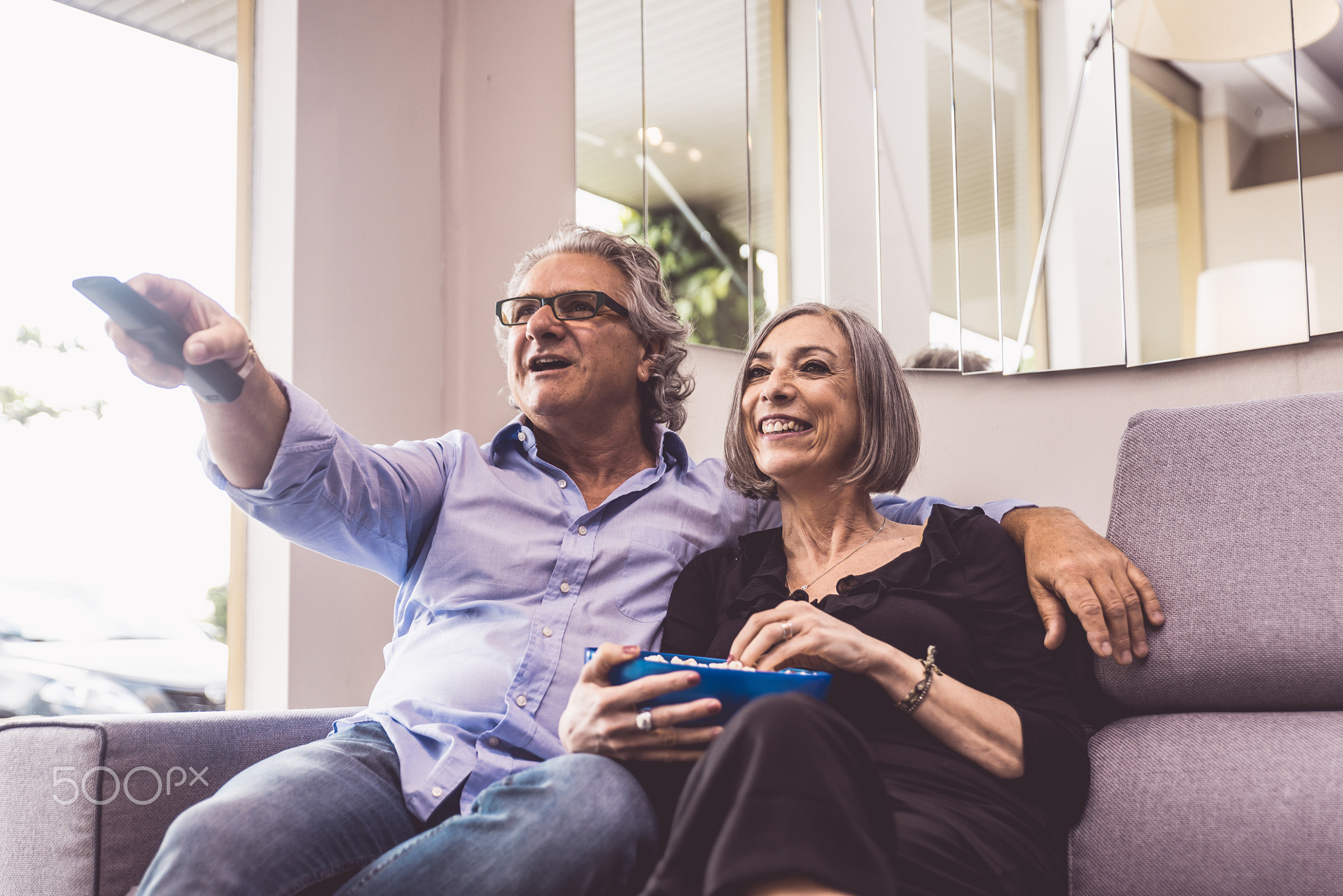 Senior couple spending time in the living room