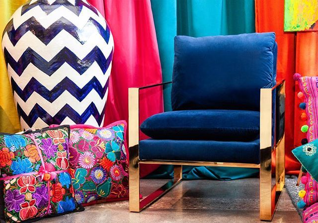 Accent blue velvet chair and Edelmira handmade pillows available @ashleyhomestoretucson by...