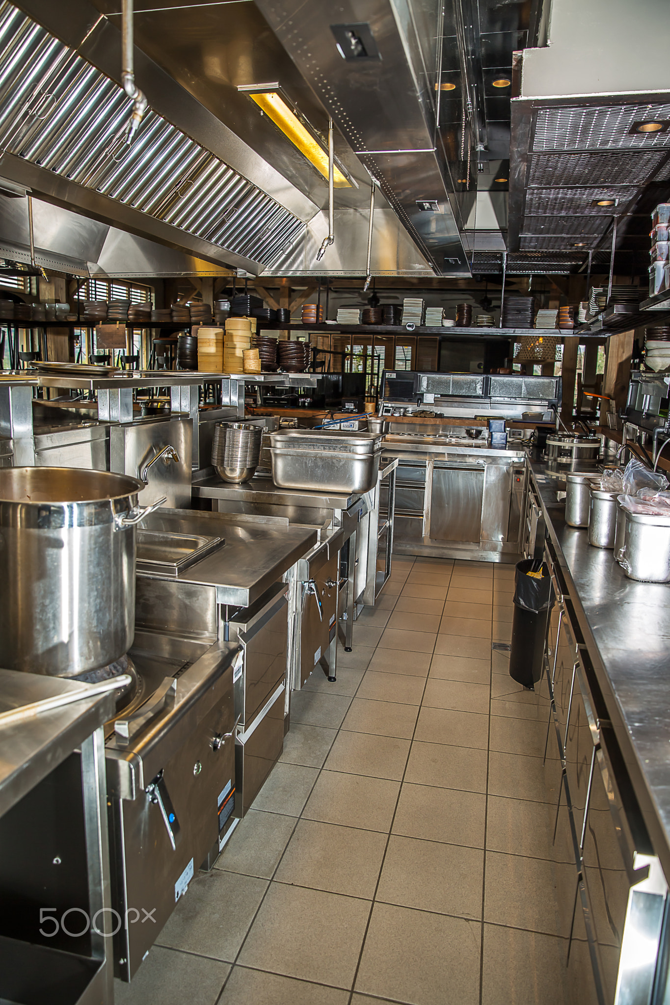 Professional kitchen, view counter in steel