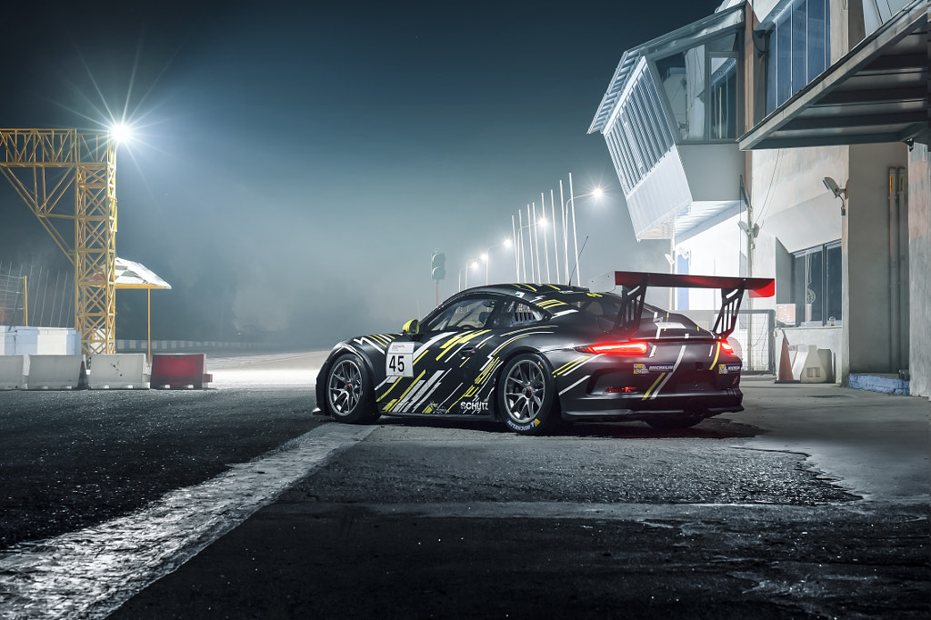 Porsche 911 991.1 GT3 Cup ready to hit the track for a night ride. by Deyan Yordanov on 500px.com