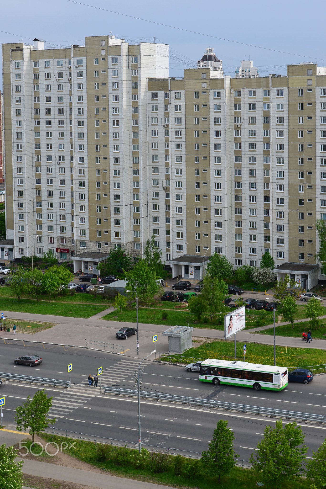 Moscow, Russia -May 15. 2018. Fragment of city landscape in Zelenograd