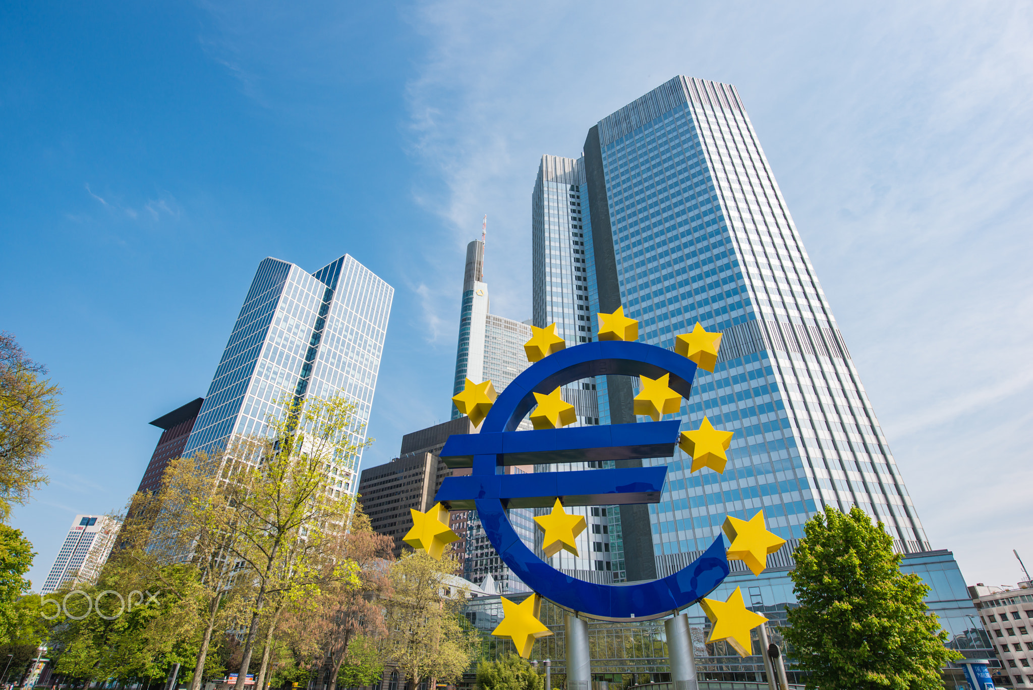 Frankfurt, Germany - May 1, 2016: Euro sign in Frankfurt am Main