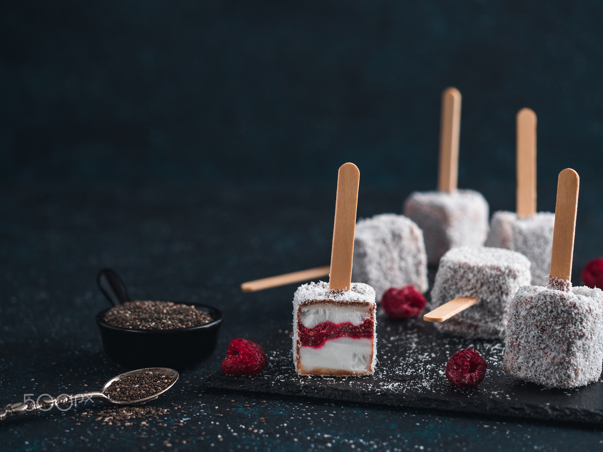 Lamington ice cream pops