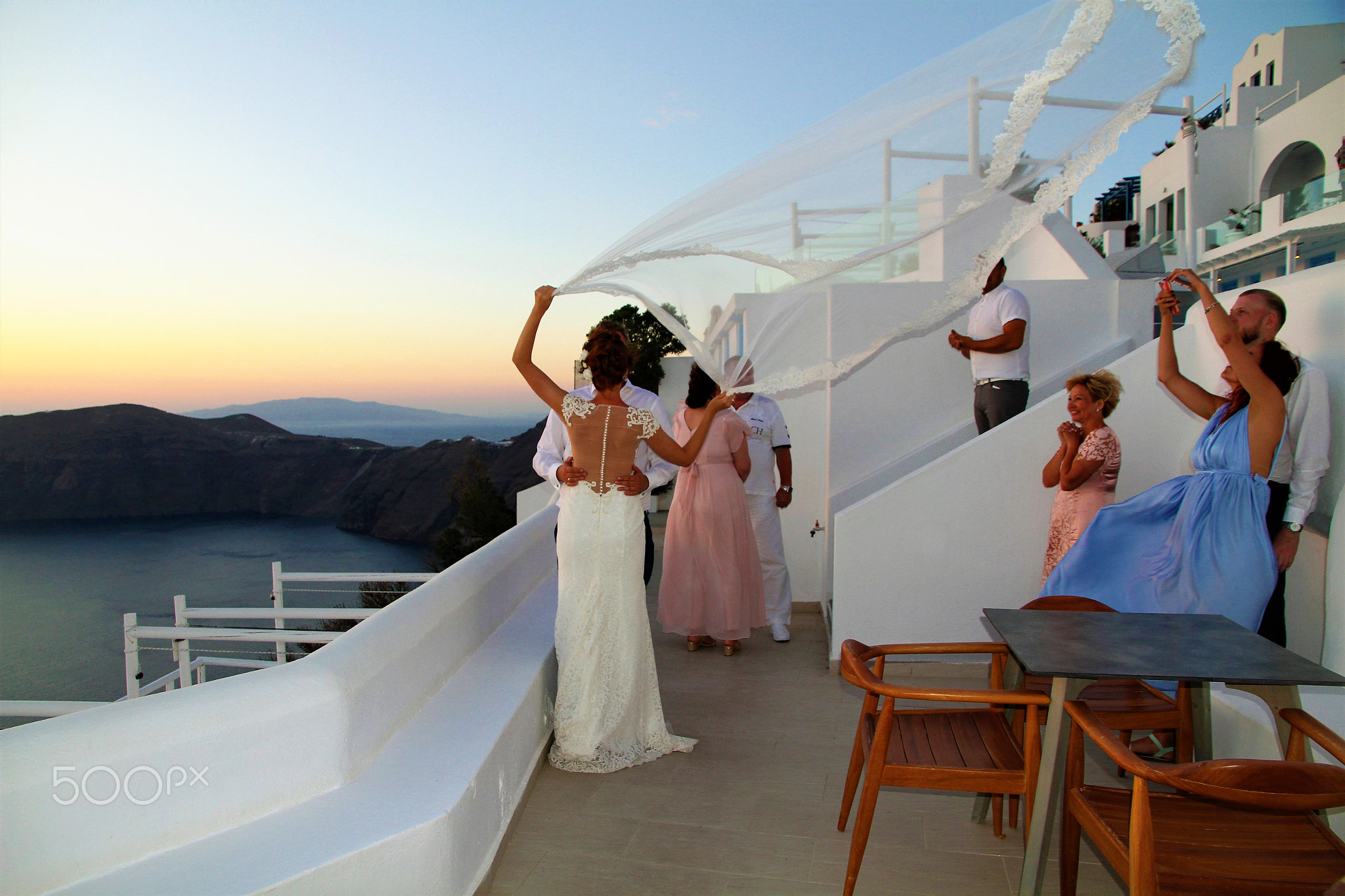 Wedding at Sunset in Santorini Island,Greece