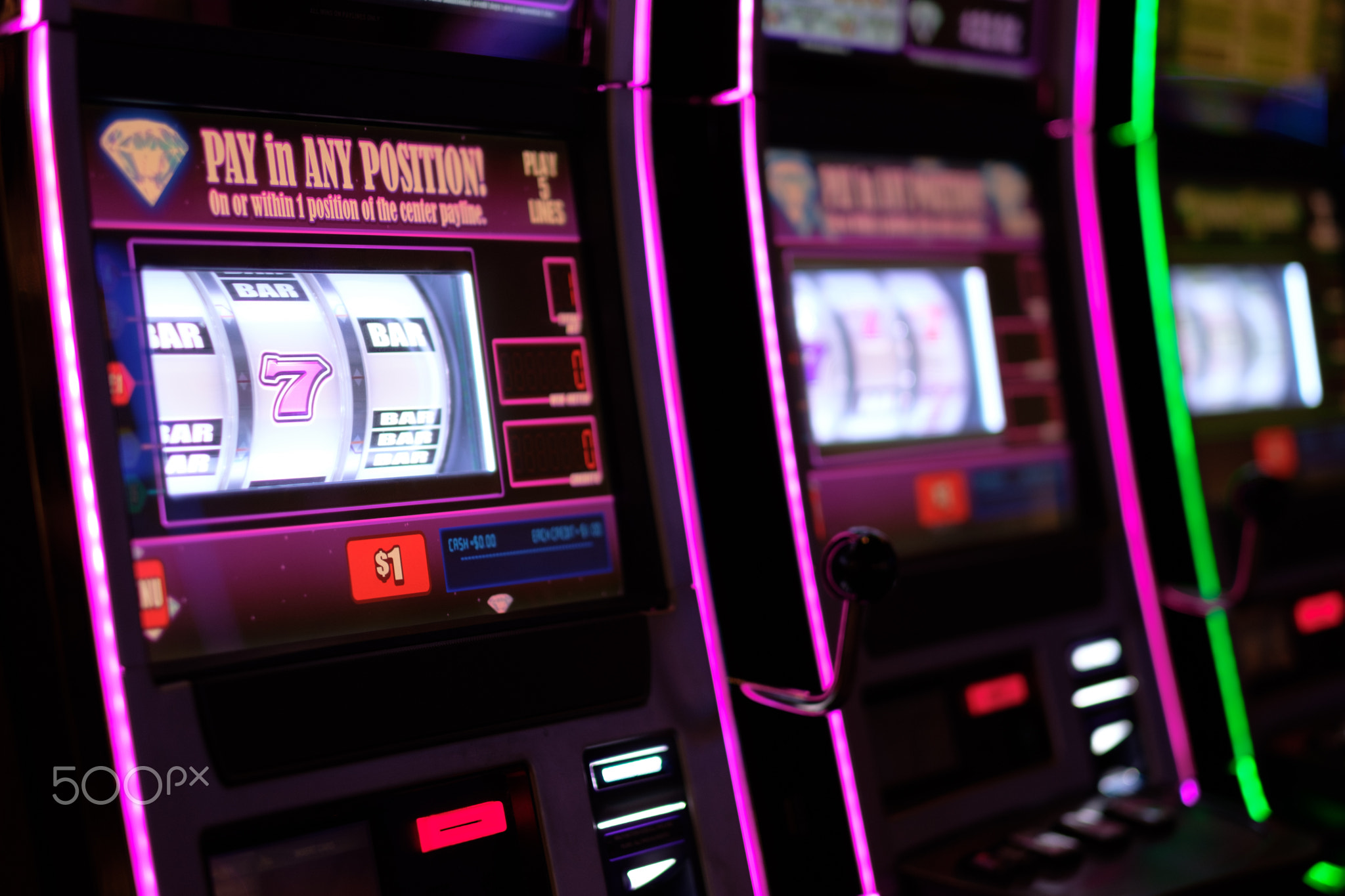 Gaming slot machines in casino