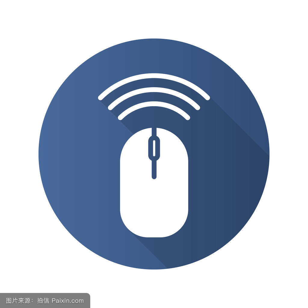 Wireless computer mouse flat design long shadow icon