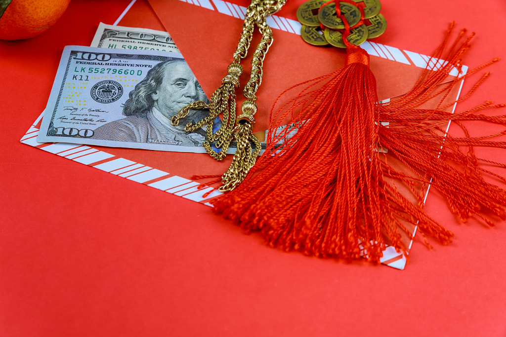 US dollar money in red background,Happy Chinese new year concept, by valentyn semenov on 500px.com