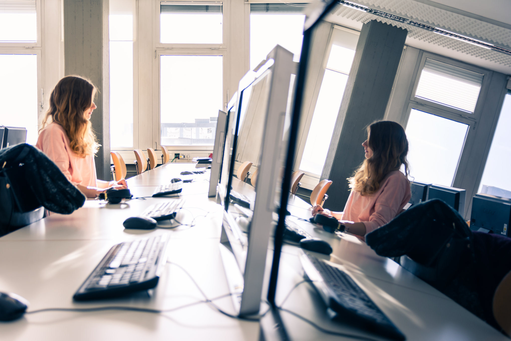 Young Student Girl in Bright Computer Lab UniversityLearning Working-5