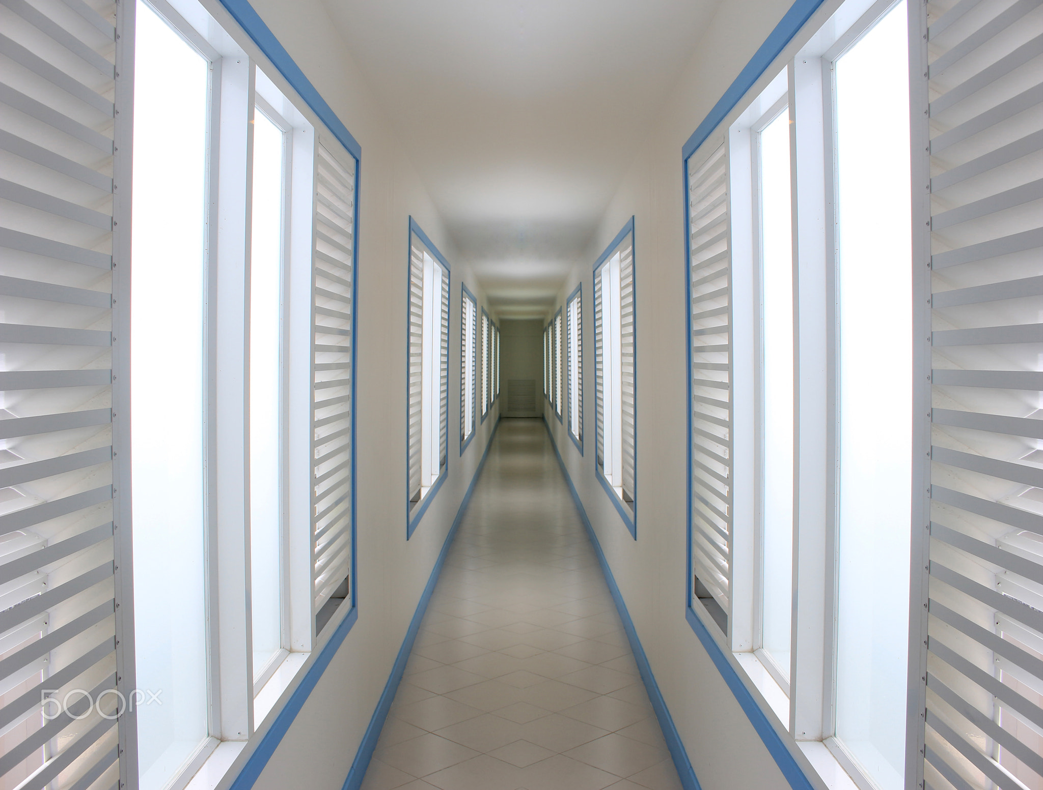 empty long corridor in hotel