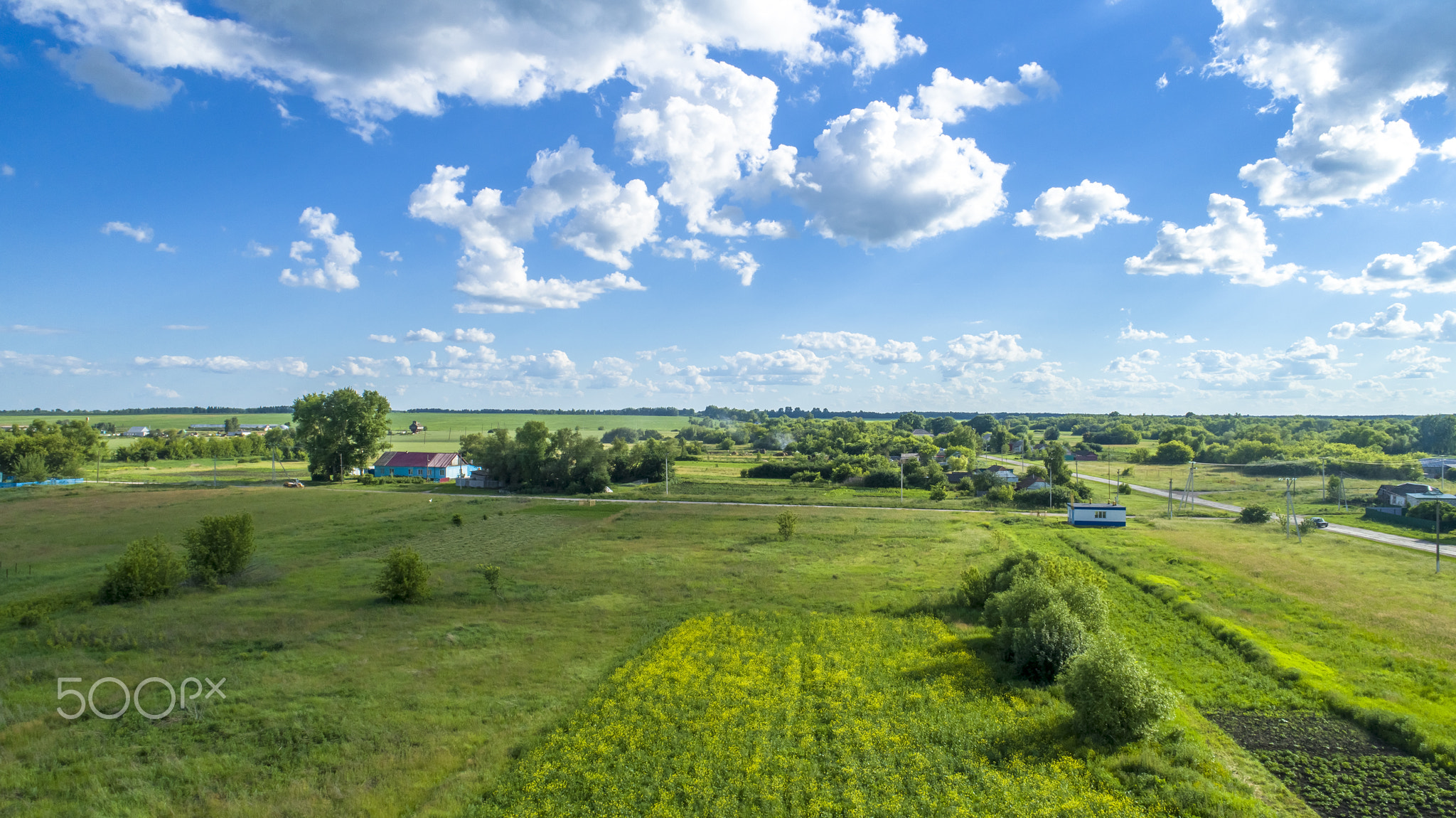 Country landscape on summer day in central part of Russia