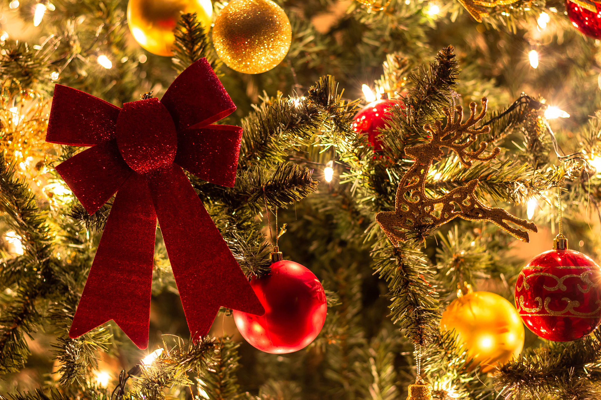 Christmas tree with garlands