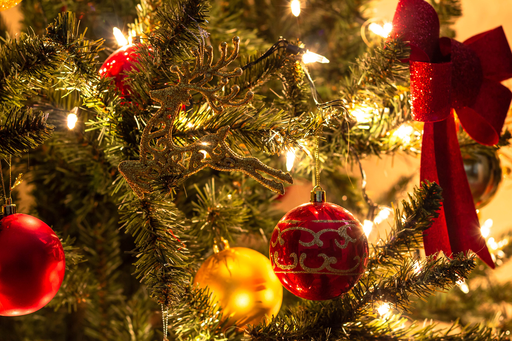 Christmas tree with garlands