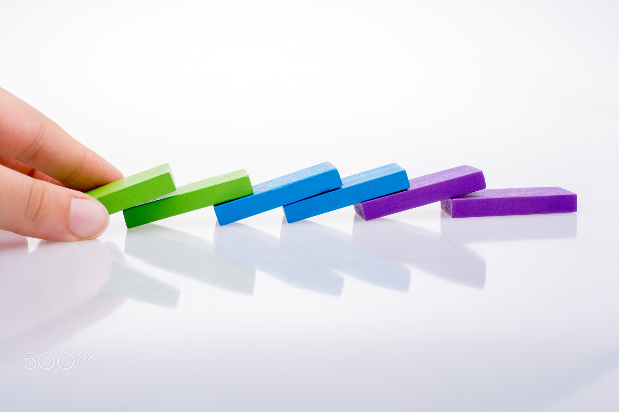 Coorful domino blocks on white background