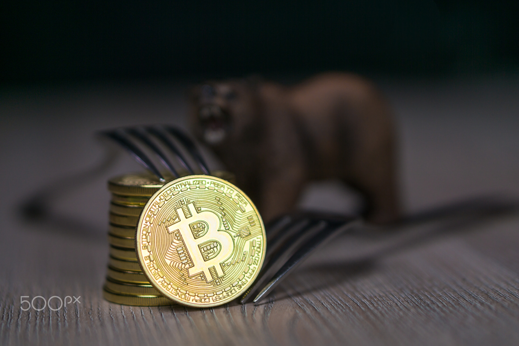 Bitcoin getting New Hard Fork Change, Physical Golden Crytocurrency Coin with fork and bear next...