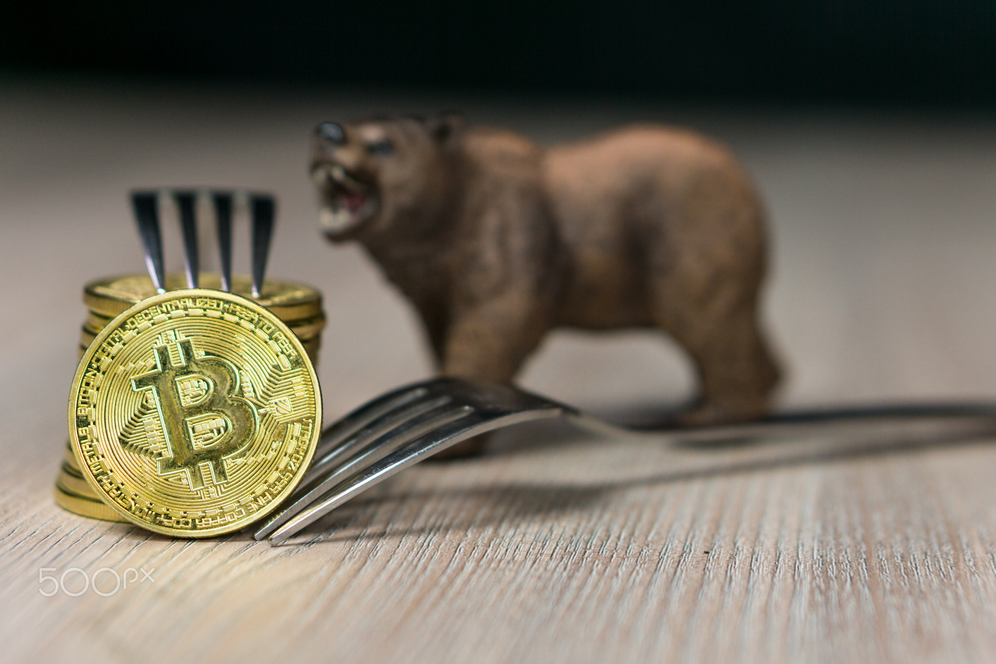 Bitcoin getting New Hard Fork Change, Physical Golden Crytocurrency Coin with fork and bear next...