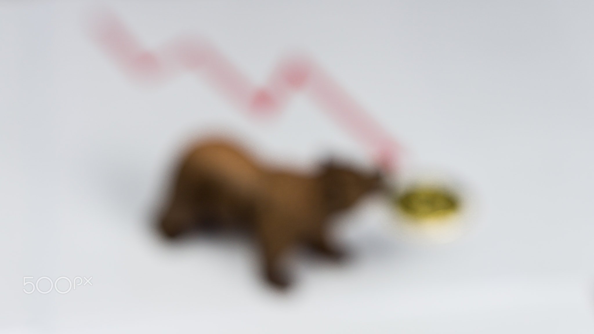 Bear With Gold Bitcoin Cryptocurrency and red graph. Bear Market Wall Street Financial Concept.