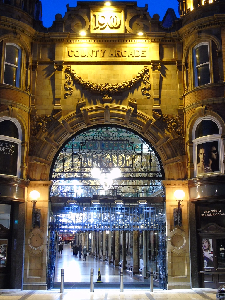 County Arcade Exterior In December Leeds By Angela Early