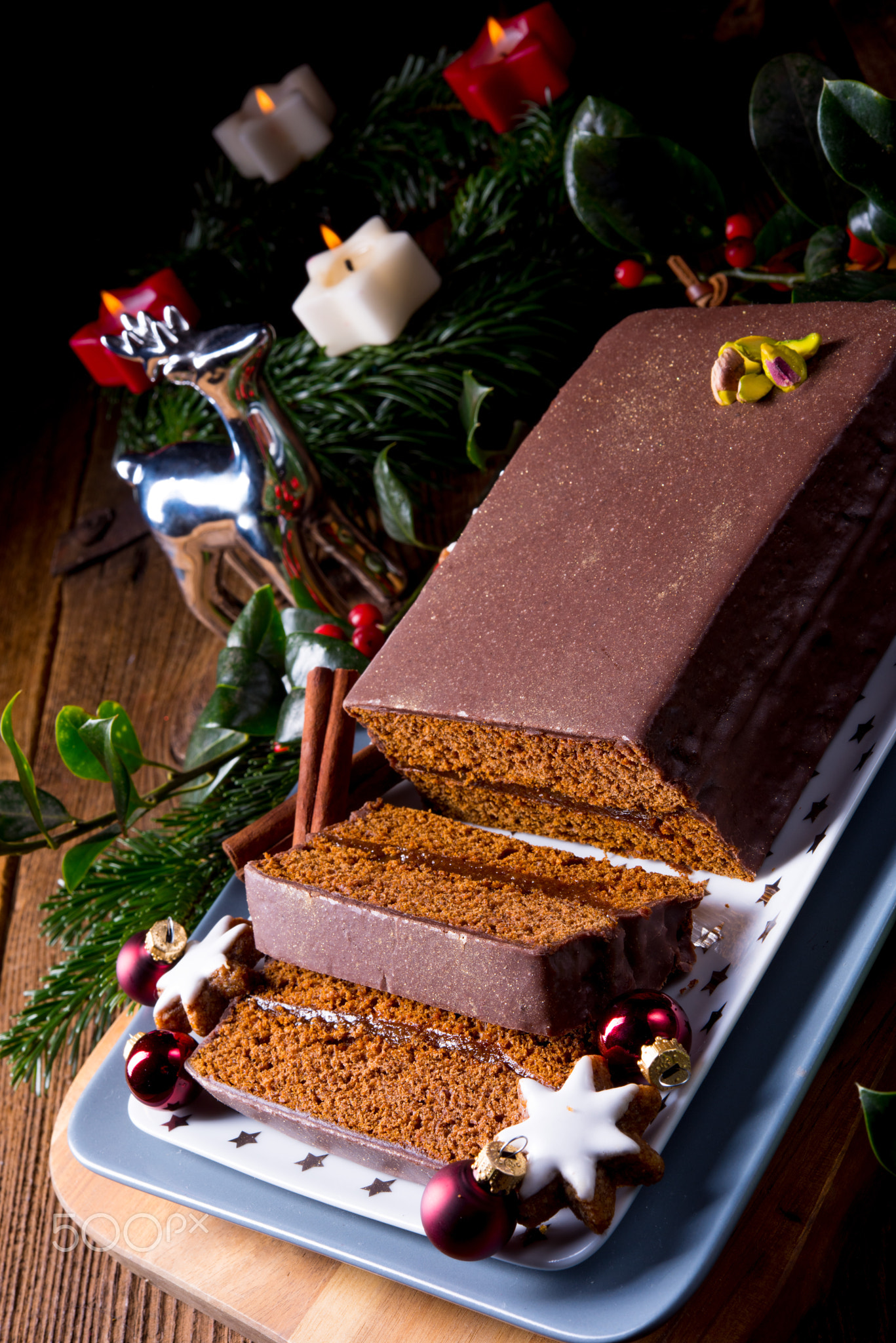Tasty Chocolate gingerbread with plum jam filling