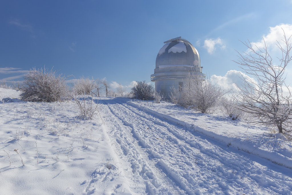 Small dome of the telescope at the Shemakha Observatory in winte by Alexander Melnikov on 500px.com