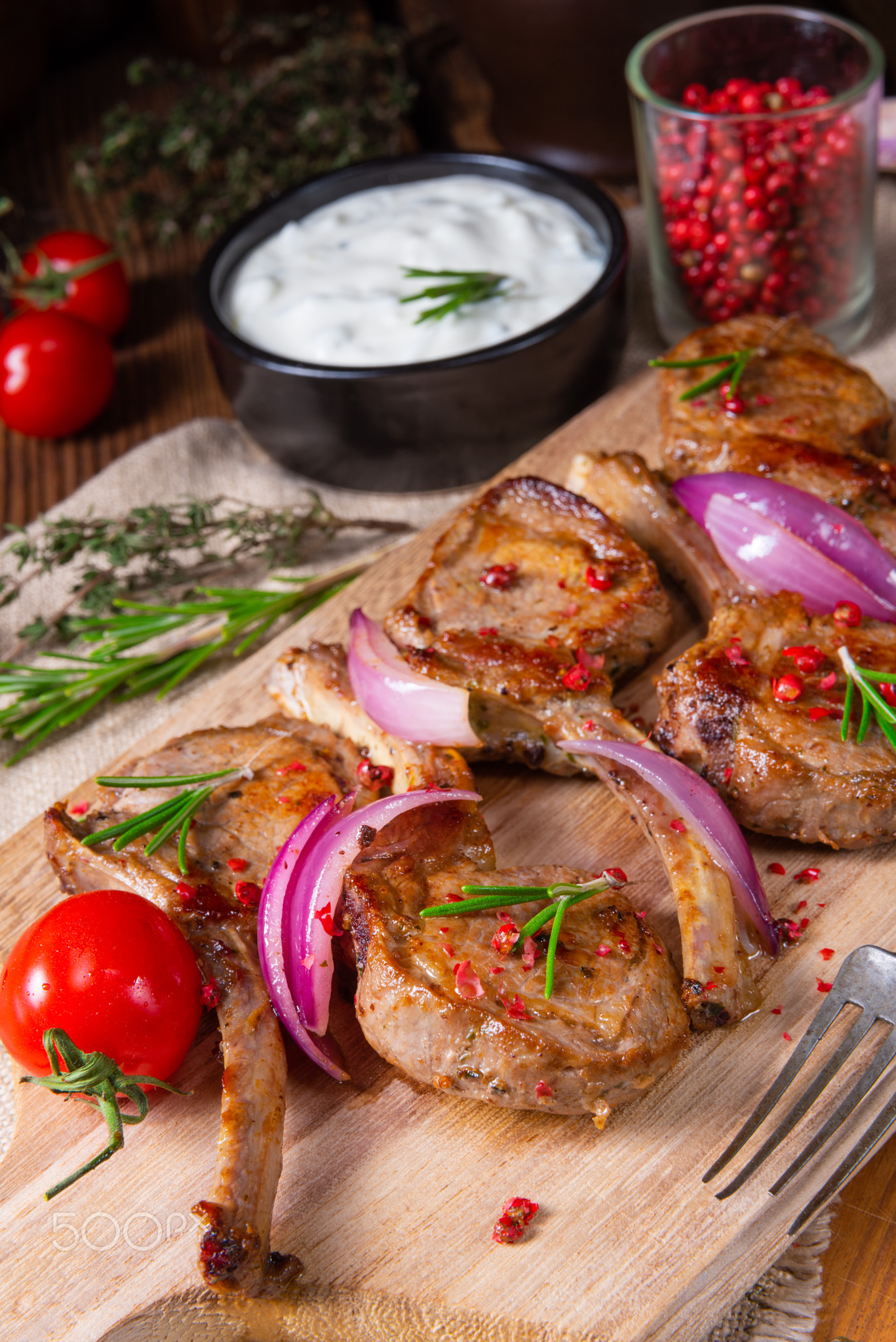 Tasty Lamb chops with mint and rosemary