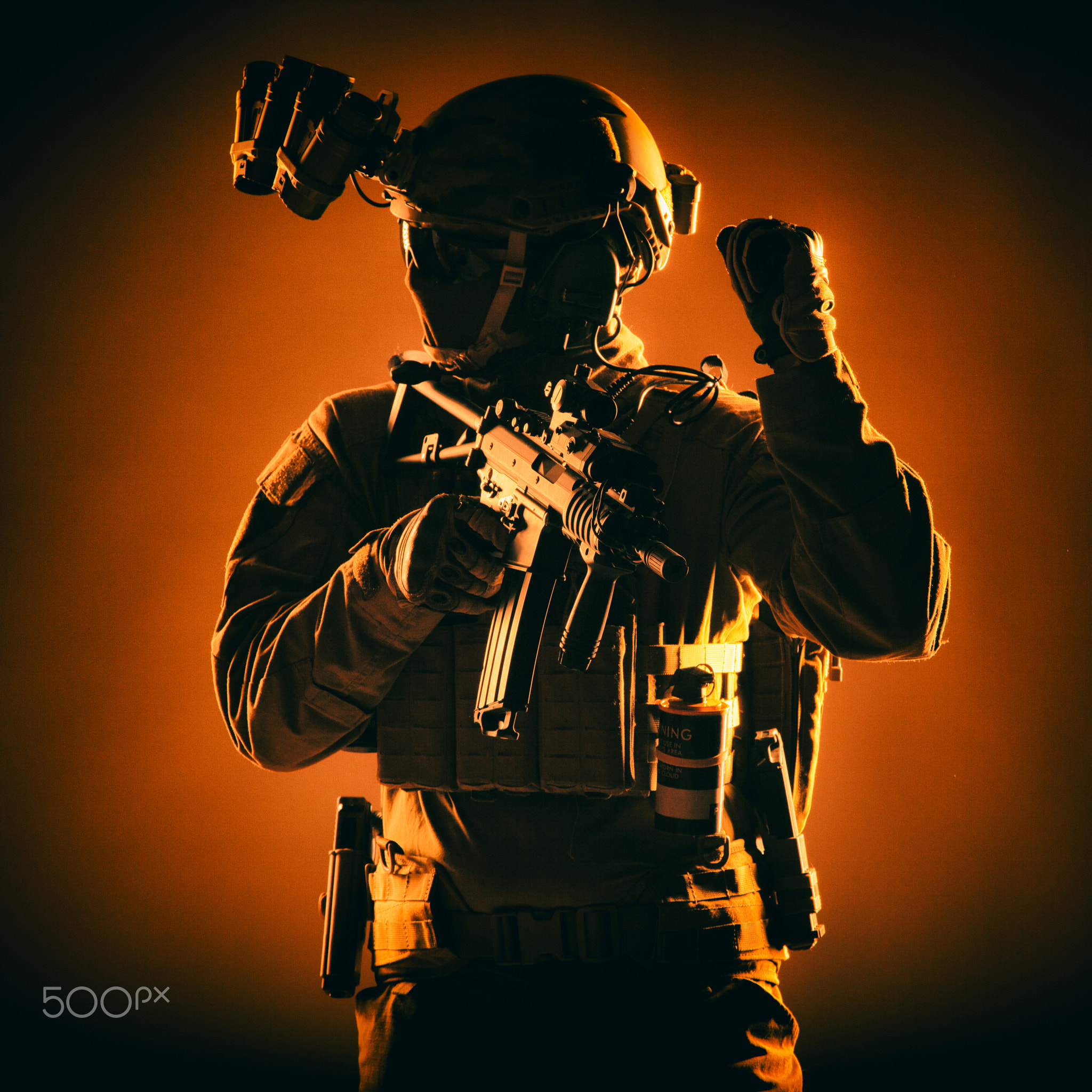 Counter terrorist team member soldier studio portrait