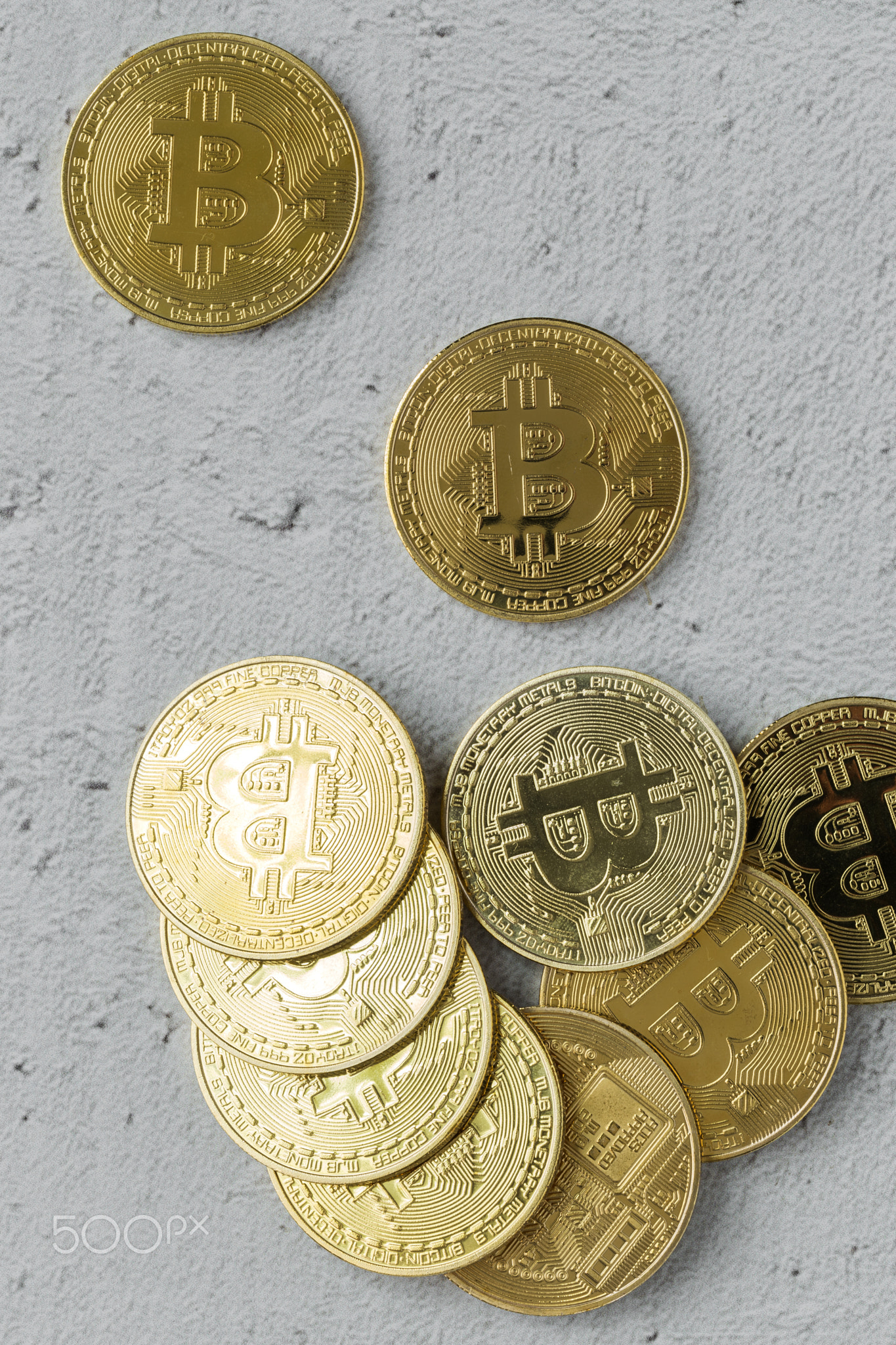 Golden bitcoin on colorful backgrounds