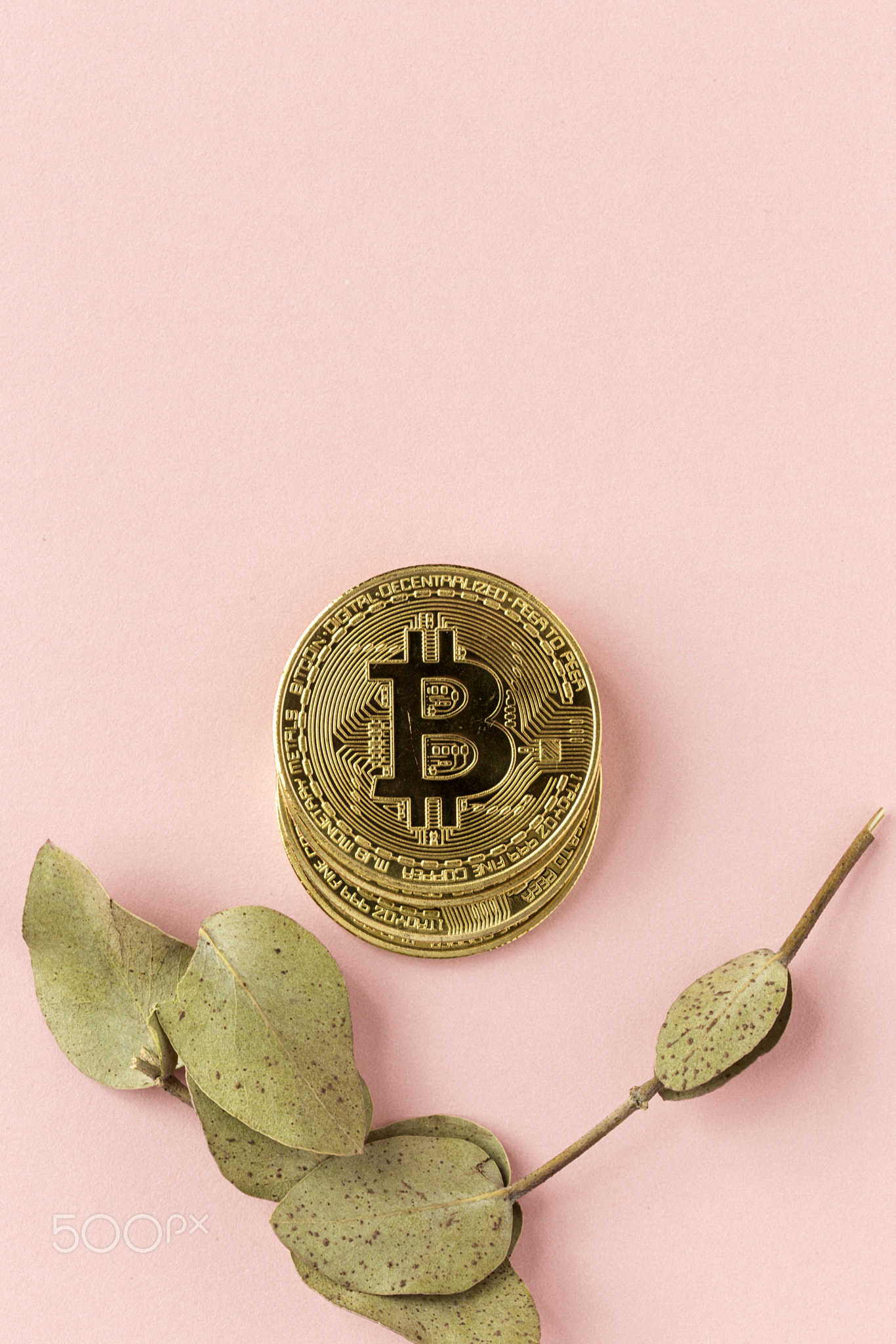 Golden bitcoin on colorful backgrounds