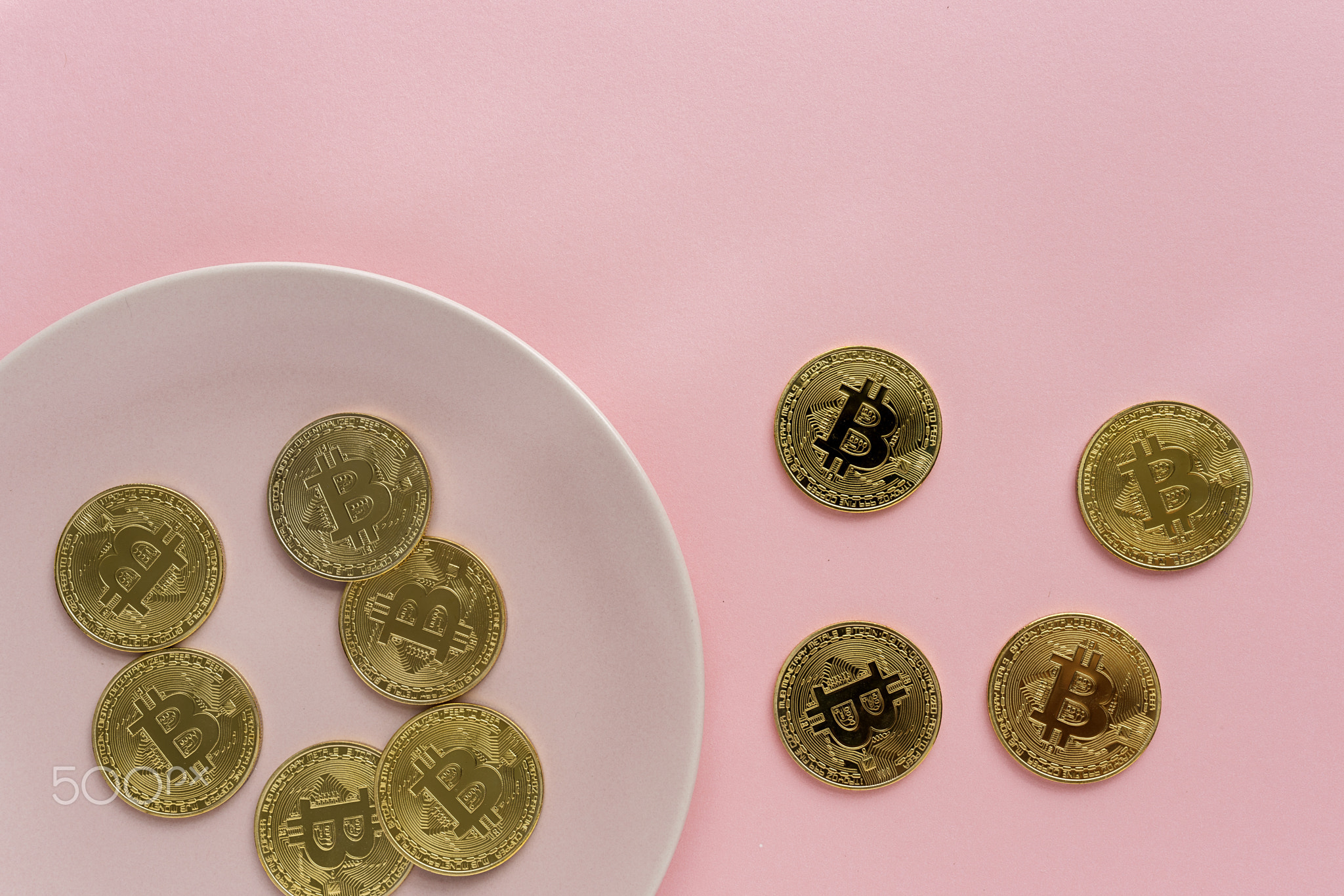 Golden bitcoin on colorful backgrounds