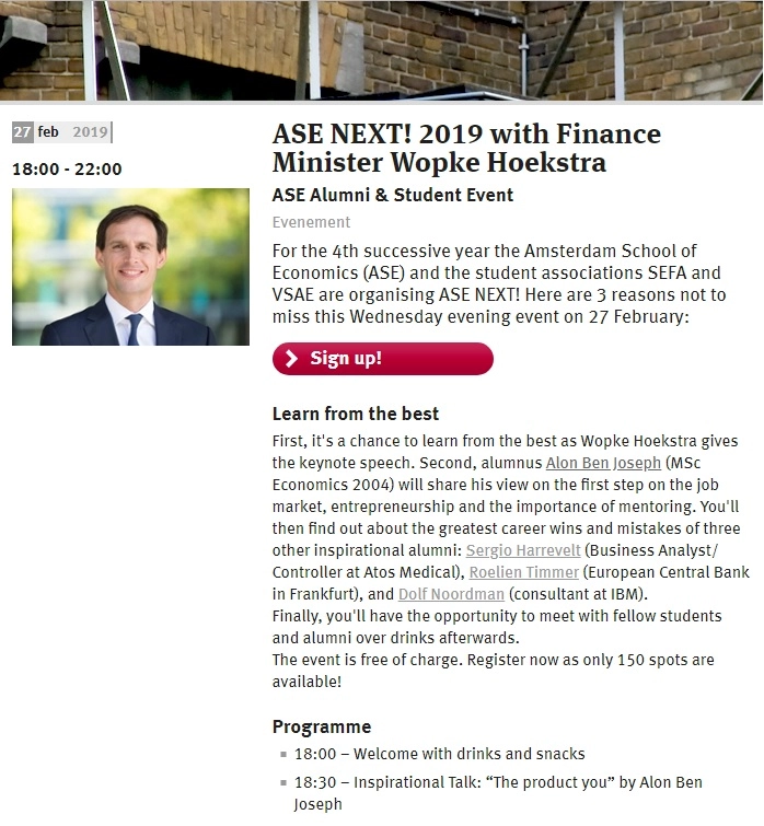 Second, alumnus Alon Ben Joseph (MSc Economics 2004) will share his view on the first step on the job market, entrepreneurship and the importance of mentoring.