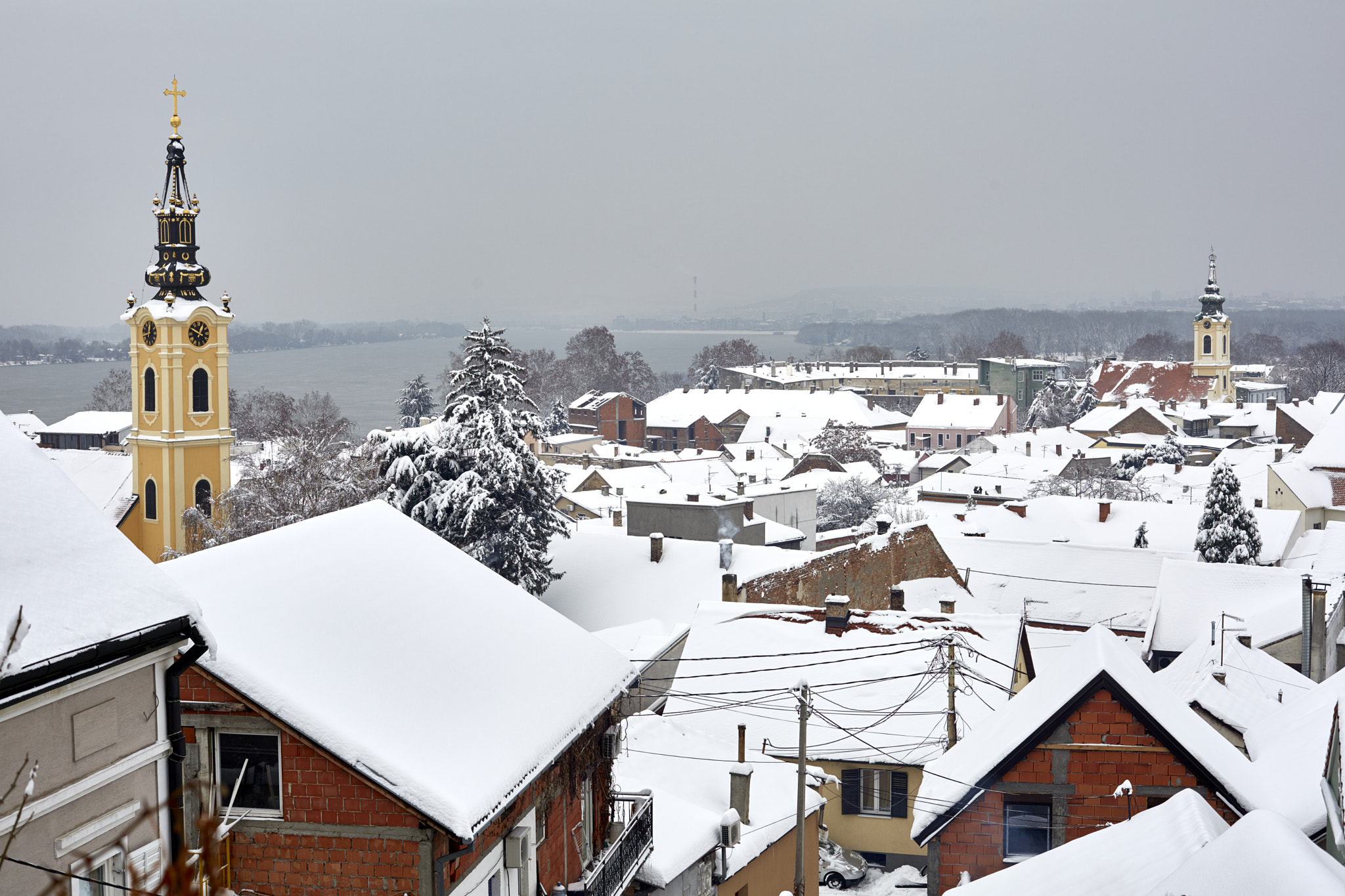 Zemun rooftops covered in snow