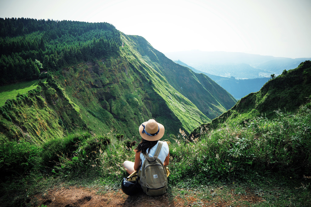 Woman traveler in azores crater by Márton Hunyadi on 500px.com