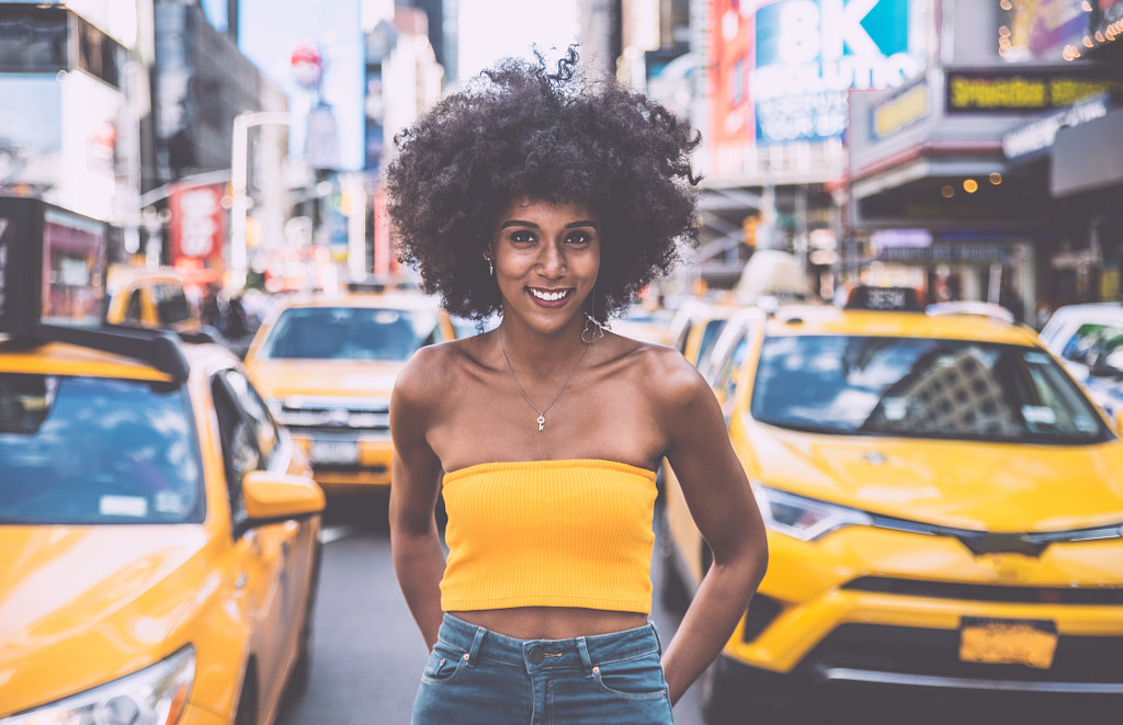 Young beautiful girl walking in Time square, manhattan. Lifestyl by Cristian Negroni on 500px.com