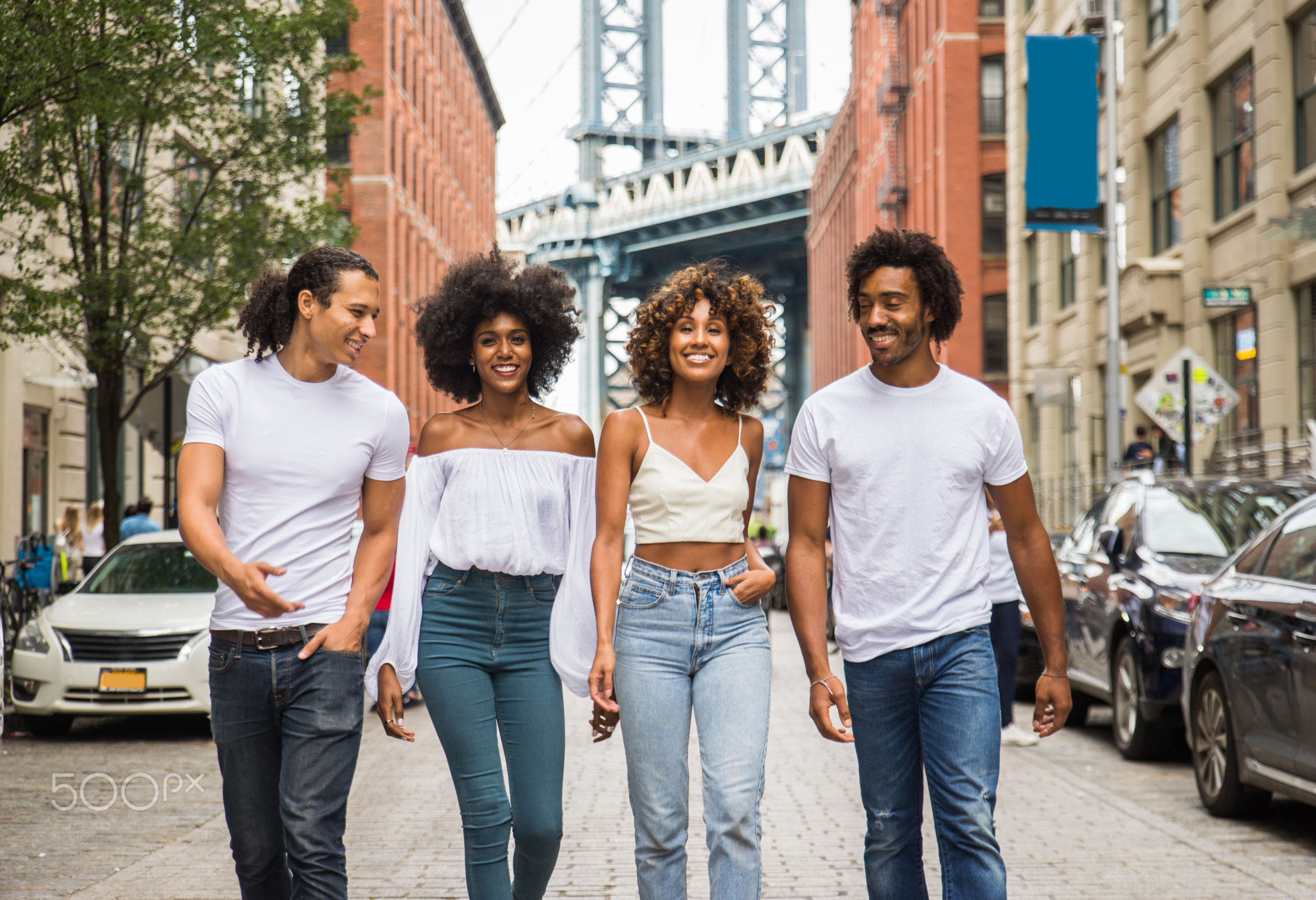 Group of afroamerican friends meeting in New York