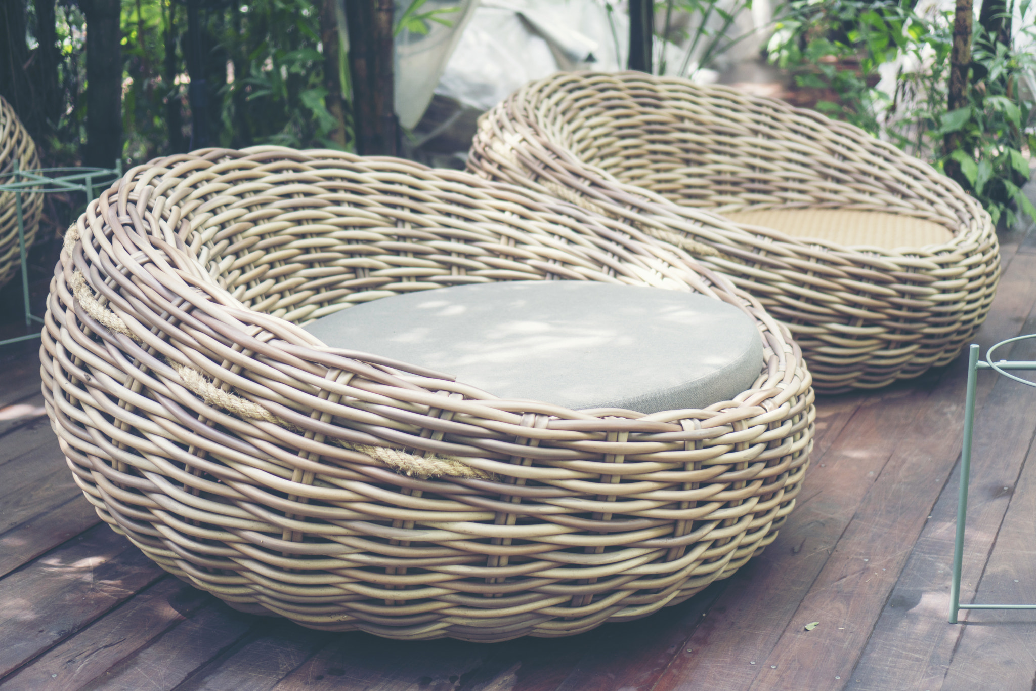 Sofa in the garden of the coffee shop, coffee cafe