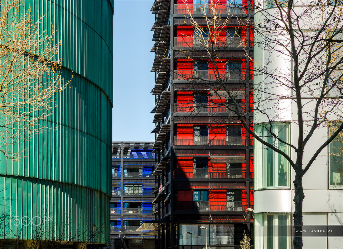 Modern buildings in Strasbourg, combination of different colors