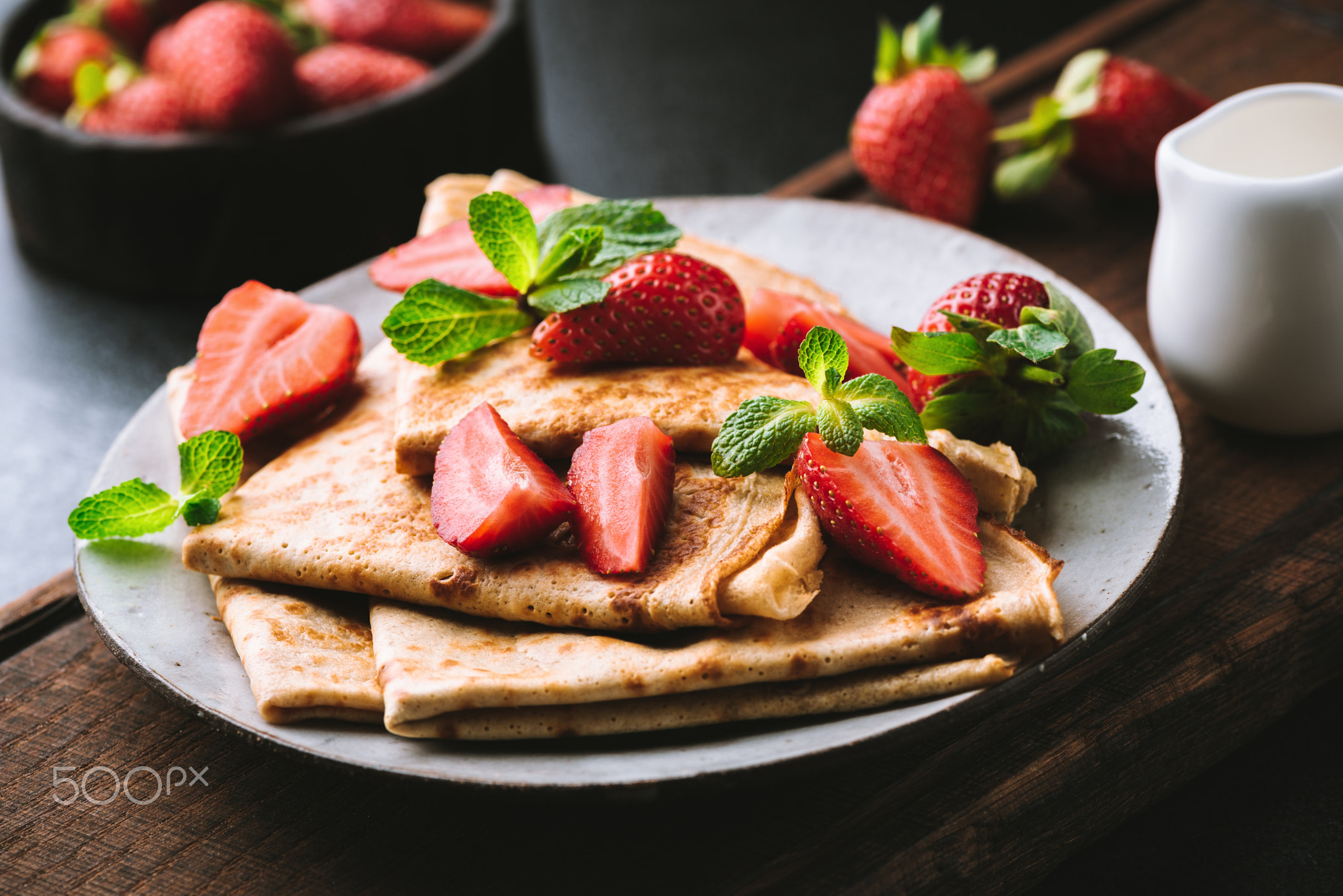 Crepes with strawberries