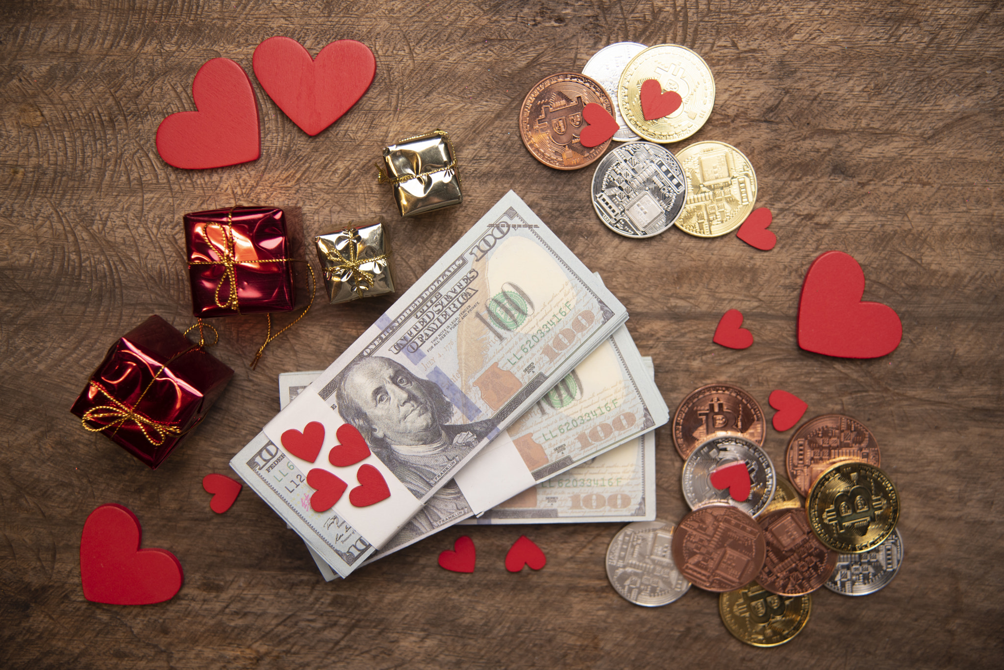 Valentine's day and money business concept