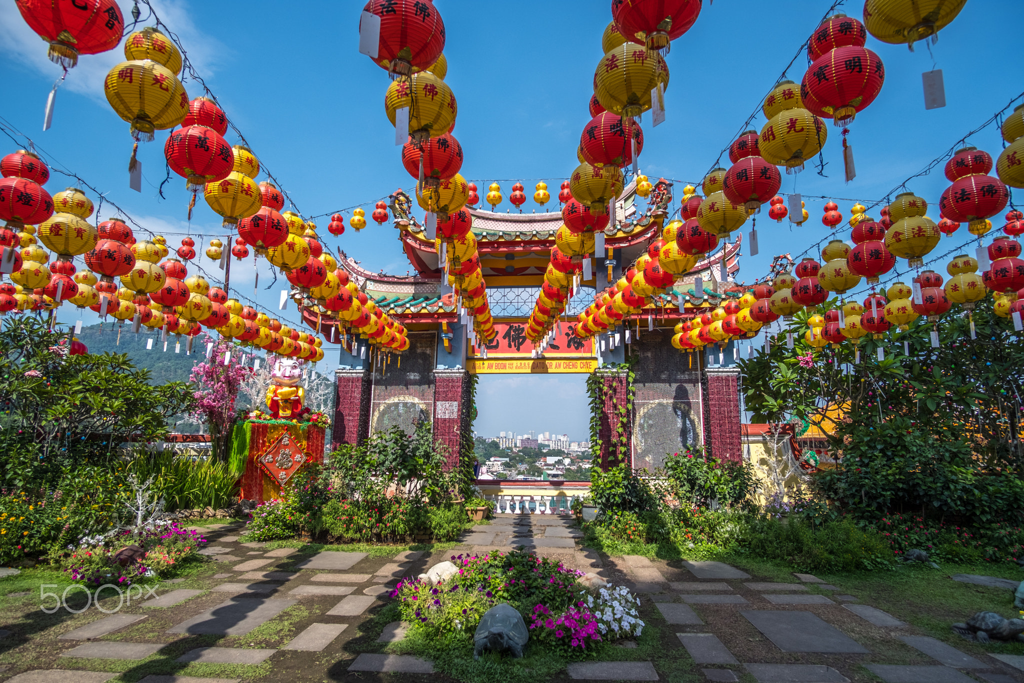 Red and Yellow Latterns at Kek Lok Si temple Penang Malaysia