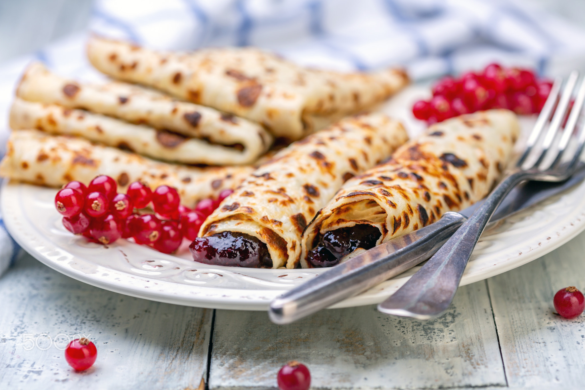 Norwegian pancakes with berry filling.