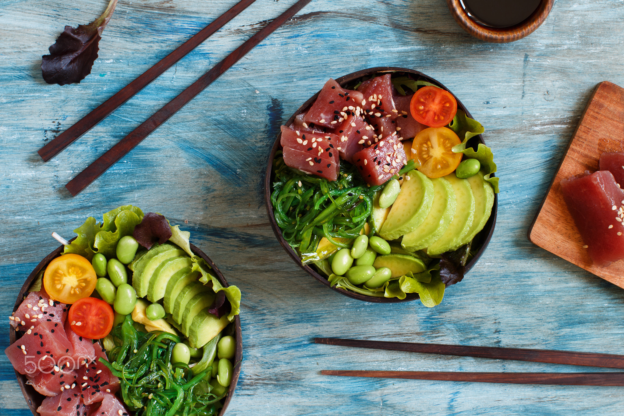 Hawaiian tuna poke bowls