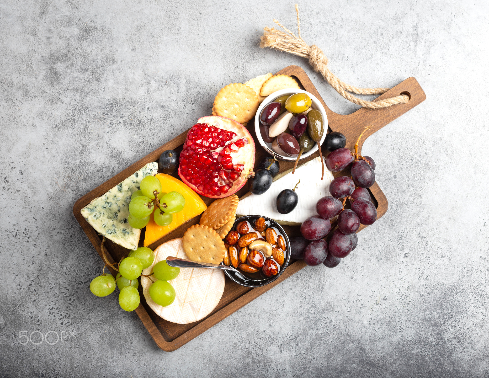Selection of cheese and appetizers