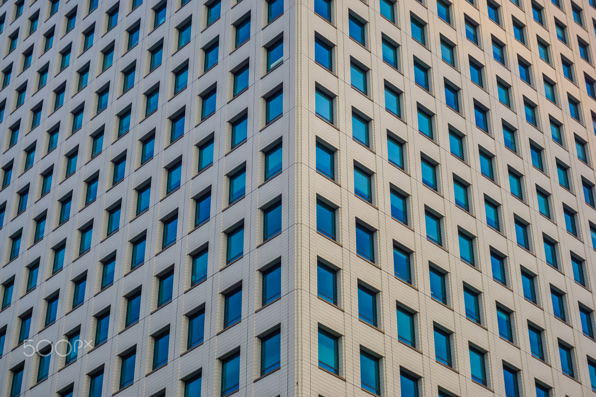 The corner of the facade of the building
