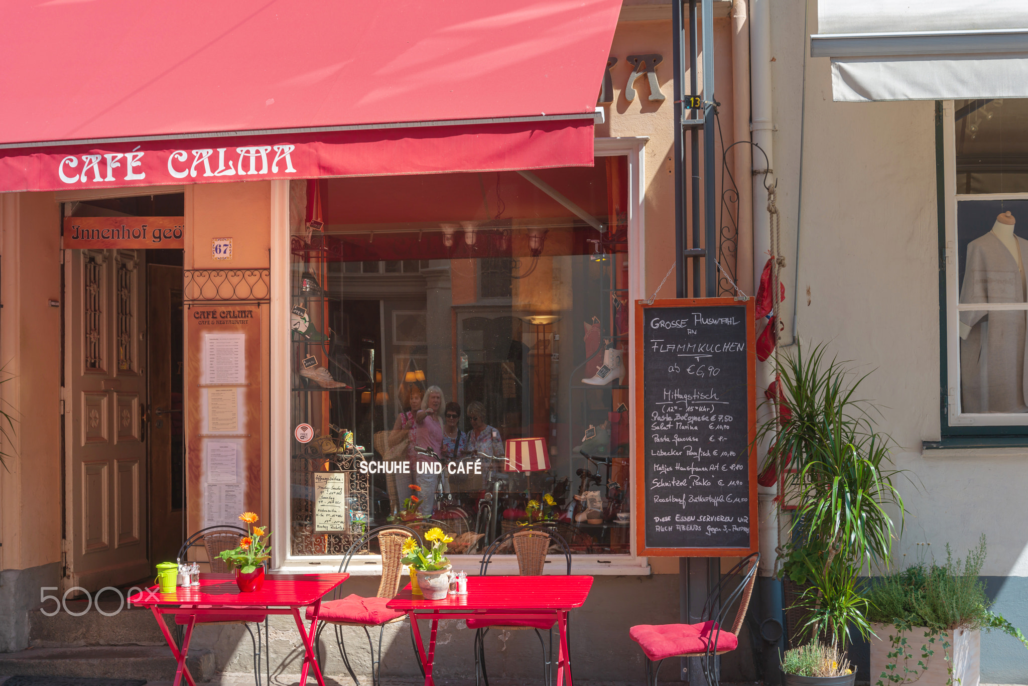 LUBECK, GERMANY - July 25, 2018: Restaurants in Old Town in Lubeck, Germany